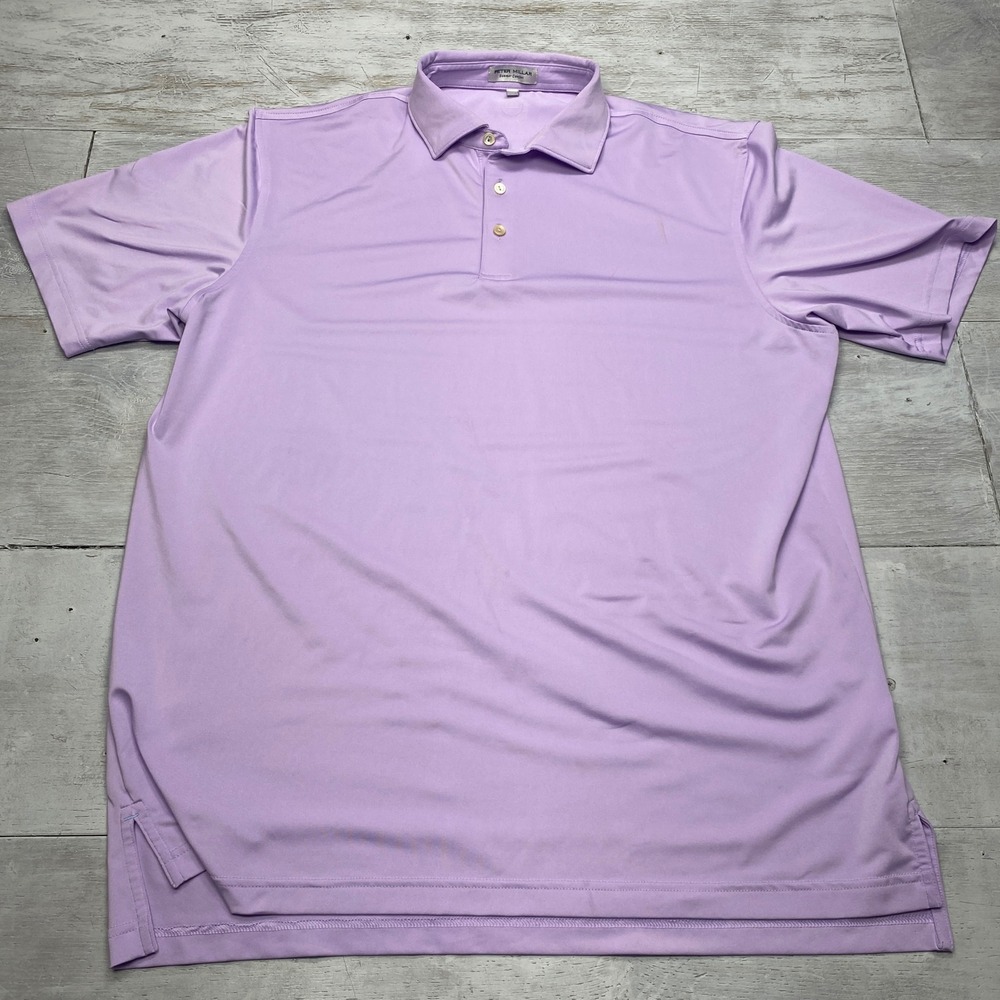 Peter Millar Summer Comfort Polo Mens L Purple Performance Golf Shirt SS